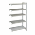 Thumbnail image #2 for Cambro Camshelving Premium 18-Inch Deep x 60-Inch Long x 84-Inch High 5-Tier Stationary Add-On Polymer Shelving Unit, Vented and Solid, Speckled Gray