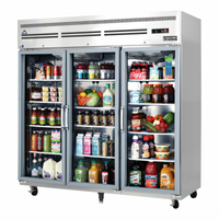 Everest Refrigeration ESGR3A Three-Section Reach-In Glass Door Refrigerator, 71.0 Cu. Ft., Top-Mounted Self-Contained