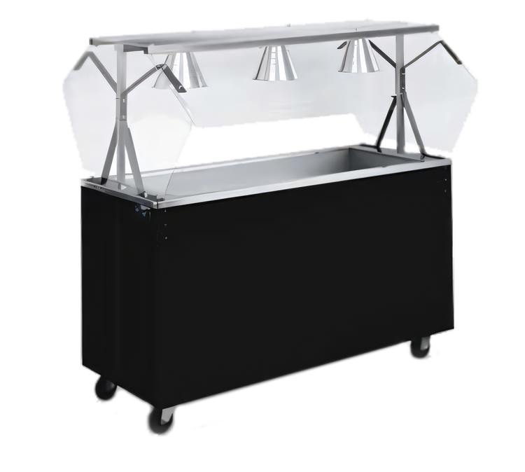 Product image #1 for Vollrath 2-Series Affordable Portable 46-Inch Mobile 3-Pan Non-Refrigerated Cold Food Station with Buffet Breath Guard and Open Storage Base - Granite