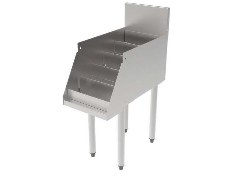 Product image #1 for Perlick 12-Inch Wide x 24-Inch Deep Freestanding Stainless Steel Liquor Display Cabinet with 5 Steps and 6-Inch Backsplash