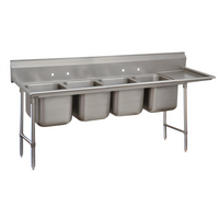 Advance Tabco Regaline 4-Compartment Stainless Steel Sink with Right-Hand Drainboard, 20