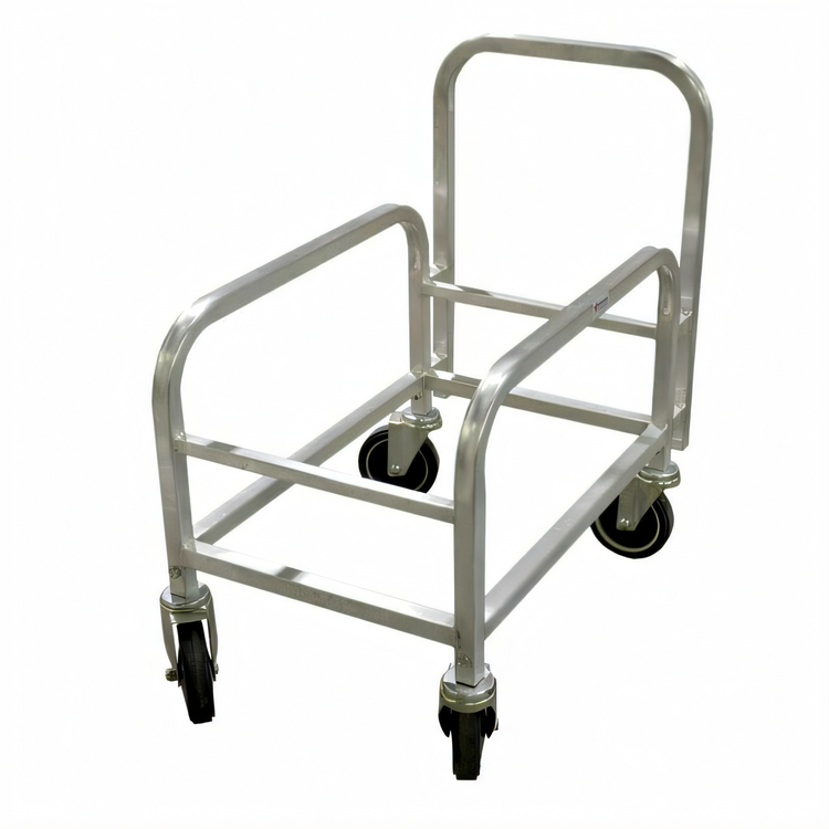 Product image #1 for Omcan Half-Size Mobile Aluminum Lug Rack with Handle, Open Sides, and 5-Inch Casters