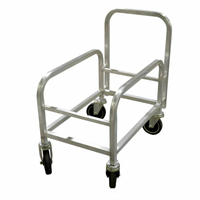 Omcan Half-Size Mobile Aluminum Lug Rack with Handle, Open Sides, and 5-Inch Casters