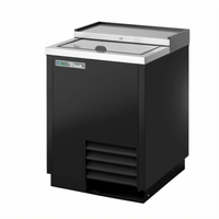 True 24-Inch Flat Top Bottle Cooler with Stainless Steel Top and Black Exterior