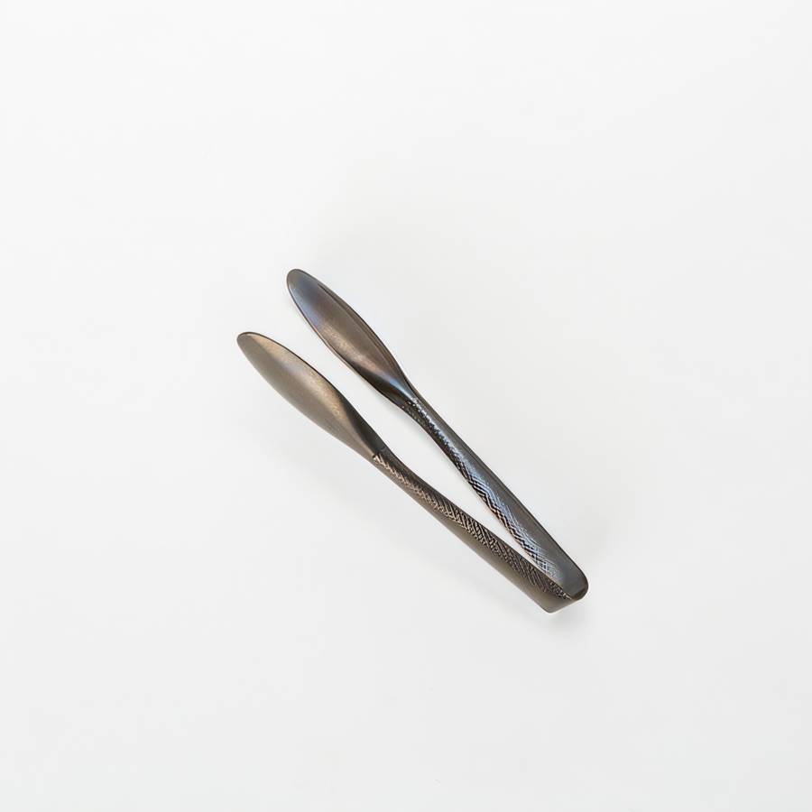 Product image #1 for American Metalcraft 6-Inch Hammered Serving Tongs, Vintage Black Finish, 18/0 Stainless Steel