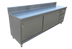 Thumbnail image #1 for 72-Inch Stainless Steel Enclosed Work Table with Sliding Doors, 3 Drawers, and 6-Inch Backsplash