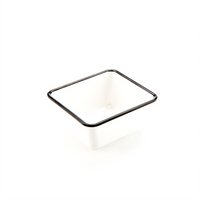 Endurance Rectangular Melamine Serving Bowl, 44 oz., White with Black Rim
