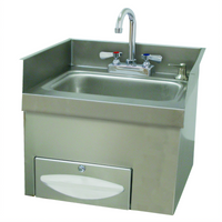 Advance Tabco Recessed Countertop Hand Sink with Gooseneck Faucet, Soap & Paper Towel Dispensers and 4-Inch Side Splashes