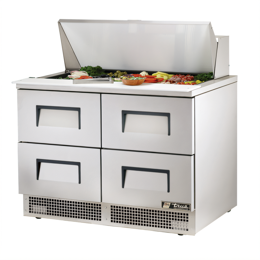 Product image #1 for True 48-Inch Two-Section Drawered Sandwich/Salad Prep Table with 4 Drawers, 18-Pan Top, R290 Hydrocarbon Refrigeration