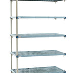 Thumbnail image #1 for Metro MetroMax Q 5AQ377G3 5-Shelf Add-On Polymer Shelving Unit, Open-Grid Mats, 72W x 18D x 74H
