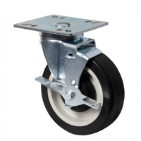 BK Resources 5-Inch Swivel Universal Plate Caster Kit with Top Lock Brake, 4-Pack
