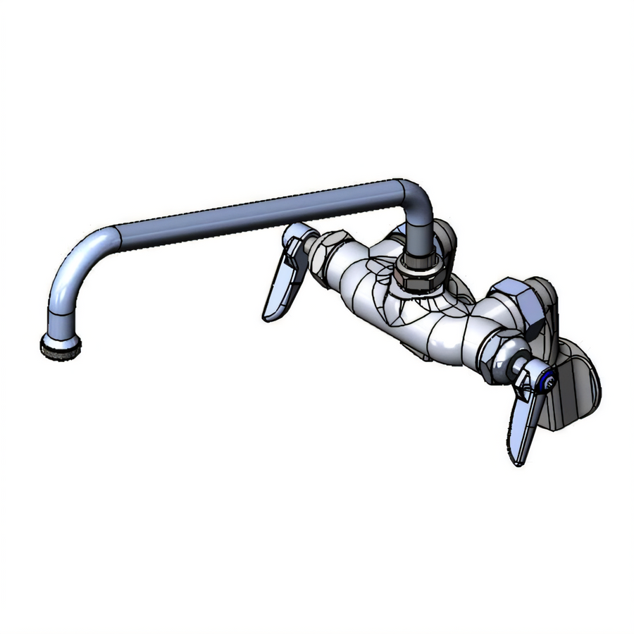 Product image #1 for T&S Brass Wall-Mount Double Pantry Mixing Faucet with 12-Inch Swing Nozzle and Cerama Cartridges