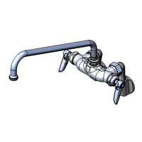 T&S Brass Wall-Mount Double Pantry Mixing Faucet with 12-Inch Swing Nozzle and Cerama Cartridges