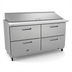 Thumbnail image #1 for Kelvinator Commercial 61-Inch Two-Section Mega Top 4-Drawer Refrigerated Prep Table, 24-1/6 Pan