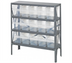 Thumbnail image #1 for Quantum Heavy-Duty Stationary Wire Shelving Unit with 4 Shelves and 15 Clear Bins, 36 x 12 x 39 Inches