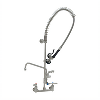 EverSteel 8-Inch Wall-Mount Pre-Rinse Mixing Faucet with 12-Inch Swing Nozzle, Add-On Faucet, and 44-Inch Hose
