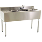 Thumbnail image #1 for Eagle Group 1800 Series B5L-18 60-Inch Three-Compartment Underbar Sink with Left Drainboard, Faucet, and 304 Stainless Steel