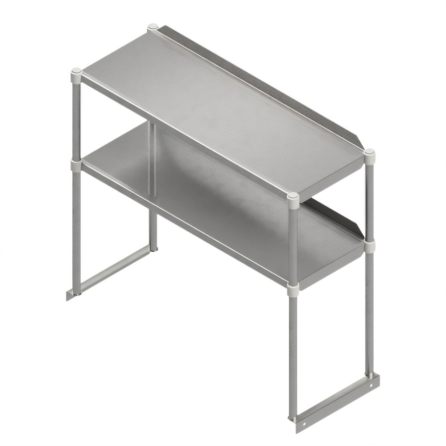 Product image #1 for John Boos Economy Series Double Tier Overshelf, 120 x 18 Inches, 16 Gauge Stainless Steel