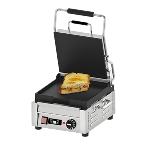Product image #1 for Single Countertop Panini Grill with 10 x 11 Inch Smooth Cast Iron Plates, 120V