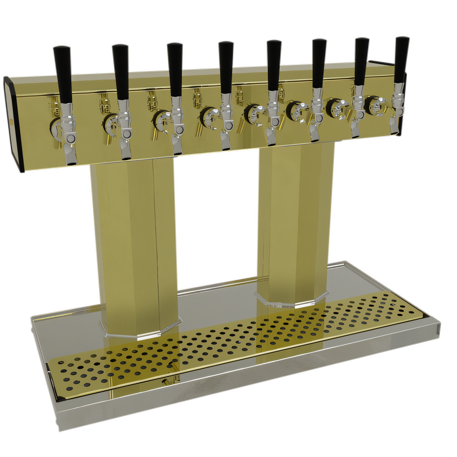 Product image #1 for Glastender Countertop Tee Draft Dispensing Tower with 8 Faucets, Glycol-Cooled, Polished Brass Finish