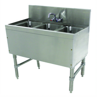 Advance Tabco Prestige Supreme 3-Compartment Underbar Sink Unit with Splash-Mount Faucet