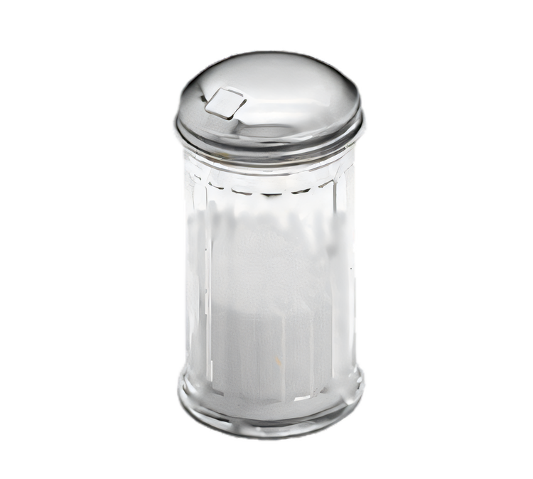Product image #1 for American Metalcraft Clear SAN Plastic Sugar Pourer with Stainless Steel Self-Closing Flap Top, 12 oz.