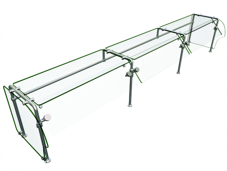 Product image #1 for Hatco Flav-R-Shield ES90-120 3-Bay Self-Service Sneeze Guard, 120 Inch Wide