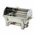 Thumbnail image #1 for Dallas 8 Qt Full-Size Rectangular Roll-Top Chafer with Mirror Finish and Gold Accents