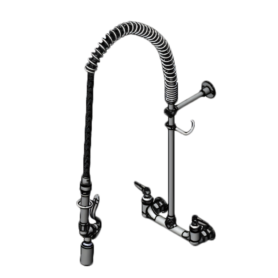 Product image #1 for T&S Brass EasyInstall Wall Mount Pre-Rinse Unit Mixing Faucet with 8" Adjustable Centers, 44" Hose and 1.07 GPM Spray Valve
