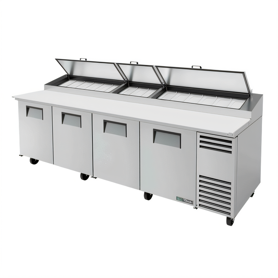 Product image #1 for True TPP-AT-119-HC 4-Section Pizza Prep Table with Side-Mounted Self-Contained Refrigeration