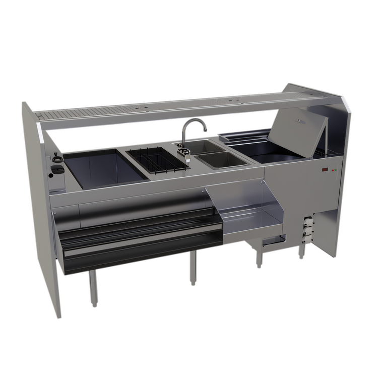 Product image #1 for Glastender Complete Style Pass-Thru Cocktail Station with GW24 Glasswasher, Rightward Workflow, 78-Inch x 32-Inch