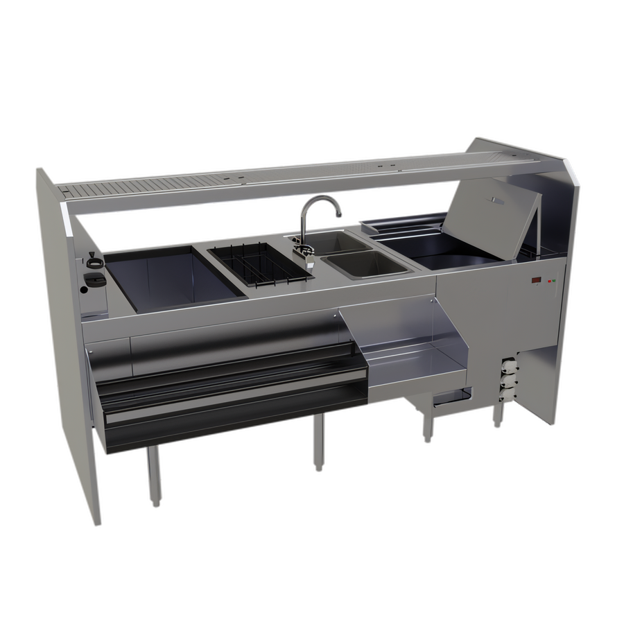 Product image #1 for Glastender Complete Style Pass-Thru Cocktail Station with GW24 Glasswasher, Rightward Workflow, 78-Inch x 32-Inch