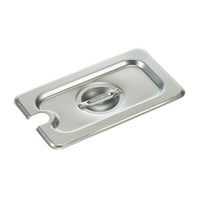 Winco 1/9 Size Slotted Flat Steam Table Pan Cover with Handle, 18/8 Stainless Steel
