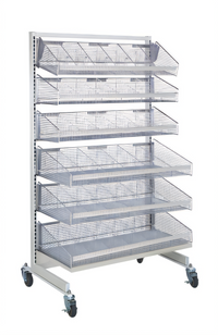 Quantum Mobile Single-Sided Partition Wall Starter Unit with Baskets, Dividers, and Label Holders, 36 x 26 x 74 Inches