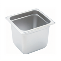 Winco 1/6 Size 6-Inch Deep 24 Gauge Anti-Jamming Solid Steam Table Pan