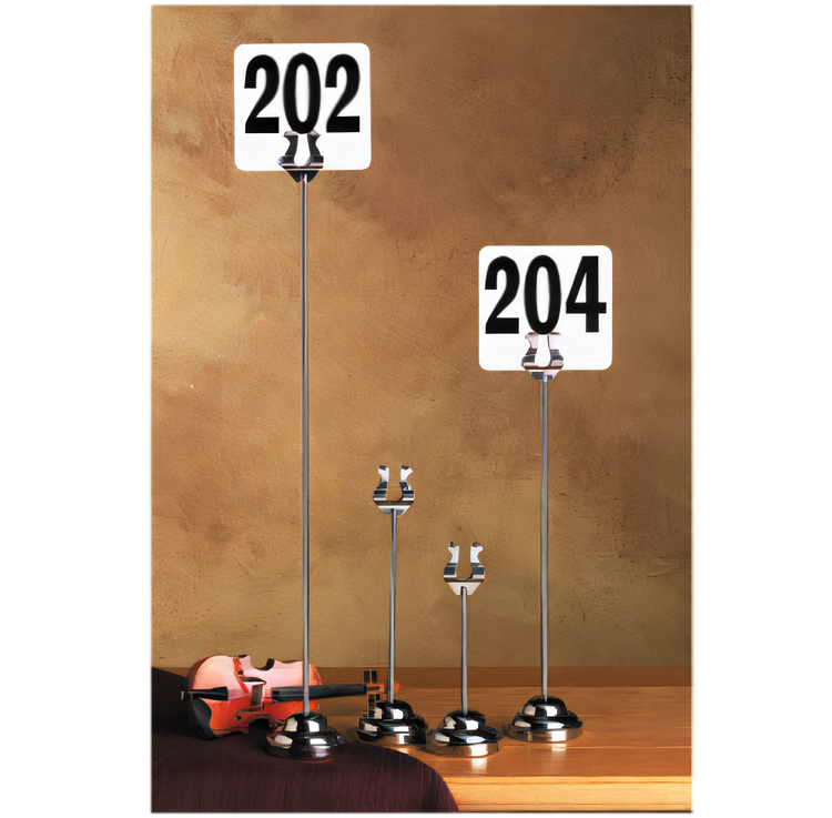 Product image #1 for American Metalcraft 6-Inch Chrome Harp Weighted Number Stand with Round Weighted Base
