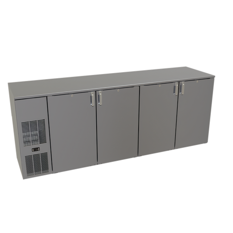 Product image #1 for Glastender C1FB92 One-Zone Front-Serviced Bar Profile Back Bar Cooler, 92 Inch, 4-Section, 16 Inch Door Openings