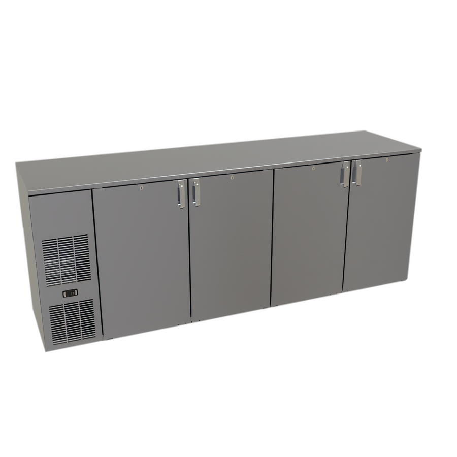 Product image #1 for Glastender C1FB92 One-Zone Front-Serviced Bar Profile Back Bar Cooler, 92 Inch, 4-Section, 16 Inch Door Openings