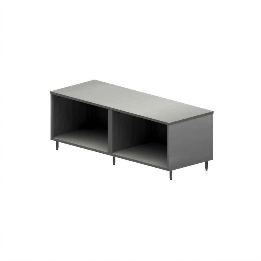 Product image #1 for BK Resources 120-Inch x 30-Inch 14-Gauge Stainless Steel Chef Table with Open Front Cabinet Base