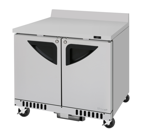 Product image #1 for Turbo Air Super Deluxe 36-1/4-Inch Two-Section Worktop Refrigerator, 9 Cu. Ft., Front Breathing, Solid Doors with Locks