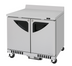 Thumbnail image #1 for Turbo Air Super Deluxe 36-1/4-Inch Two-Section Worktop Refrigerator, 9 Cu. Ft., Front Breathing, Solid Doors with Locks