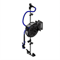 Enclosed Stainless Steel Retractable Hose Reel System with 30-Foot Hose, Mixing Faucet, and Spray Valve