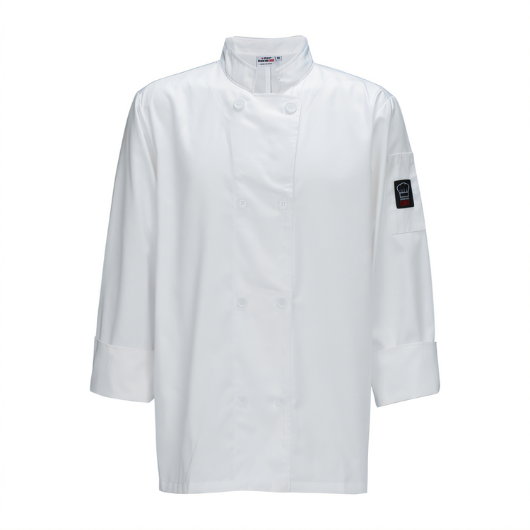 Product image #1 for Signature Chef Mulholland Men's White Tapered-Fit Double-Breasted 3/4-Sleeve Chef Jacket, Small