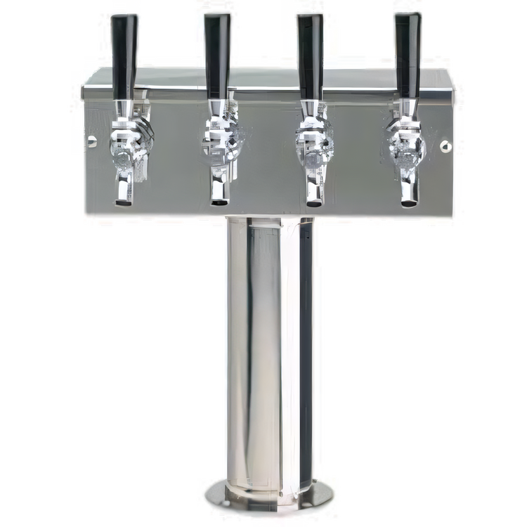 Product image #1 for T Style 4-Faucet Countertop Glycol-Cooled Draft Beer Tower, Polished Stainless Steel