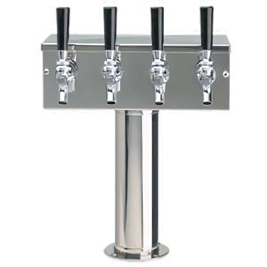 Product image #1 for T Style 4-Faucet Countertop Glycol-Cooled Draft Beer Tower, Polished Stainless Steel