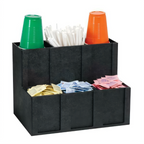 Thumbnail image #1 for Dispense-Rite MCD-6BT 6-Section Countertop Cup, Lid, Straw & Condiment Organizer, Black Polystyrene