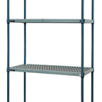 Thumbnail image #1 for Quantum WR86-1460WPM 4-Tier Stationary Wire Plastic Mat Shelving Unit, 60 x 14 x 86 Inches, Green Epoxy Coated