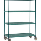 Thumbnail image #1 for Metro Super Erecta Pro PR-1860K3-68-M4 Mobile Wire Shelving Unit, 60"W x 18"D x 68"H, 4-tier, 900 lbs. capacity per unit, 1" shelf adjustment, (4)