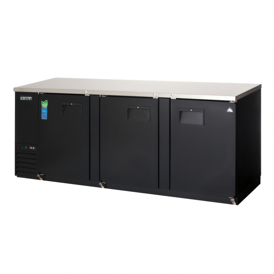 Product image #1 for Everest Refrigeration EBB90-24 Three-Section Back Bar Refrigerator, 89-1/4 Inch Wide, 28 Cu. Ft., Self-Contained Side-Mounted