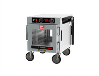 Metro HotBlox Narrow 4-Pan Undercounter Pass-Thru Heated Holding Cabinet with Clear Front and Rear Doors